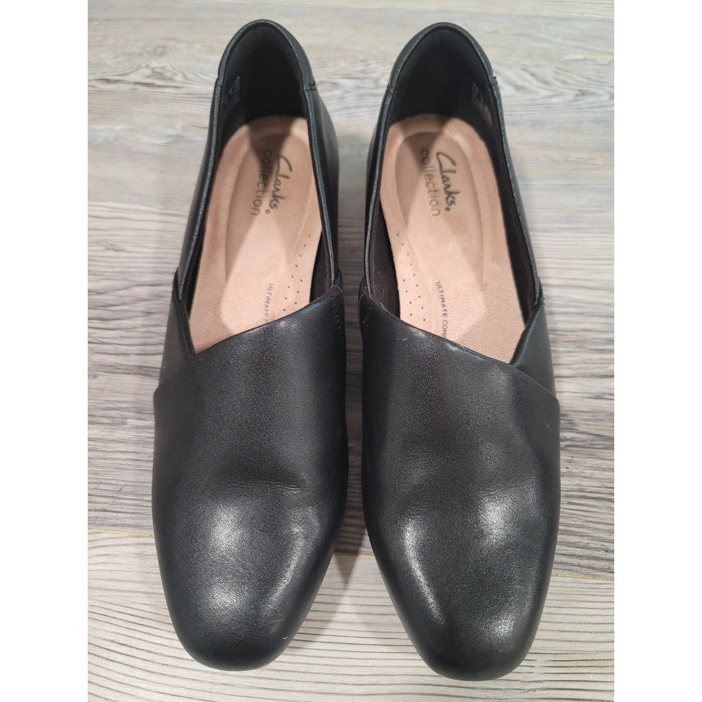 Clarks collections womens shoes 9 flats black super comfort gel inside great
